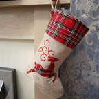 Hessian Burlap Christmas Stocking - Reindeer