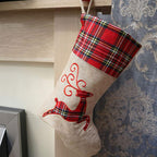 Hessian Burlap Christmas Stocking - Reindeer