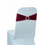 Spandex Chair Band with Round Diamante Buckle - Burgundy