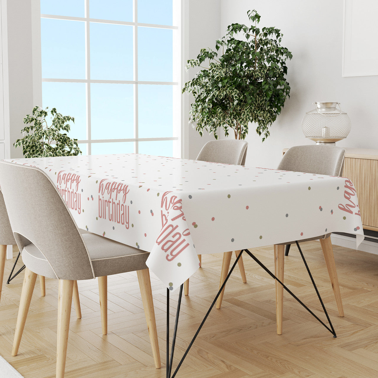 Happy Birthday Tablecloth (54" x 84") - Rose Gold Glitz