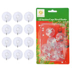 12pcs Suction Cup Metal Hooks - Small
