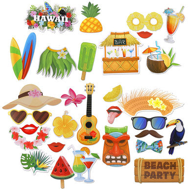 Hawaiian Photo Booth Props - 30pcs
