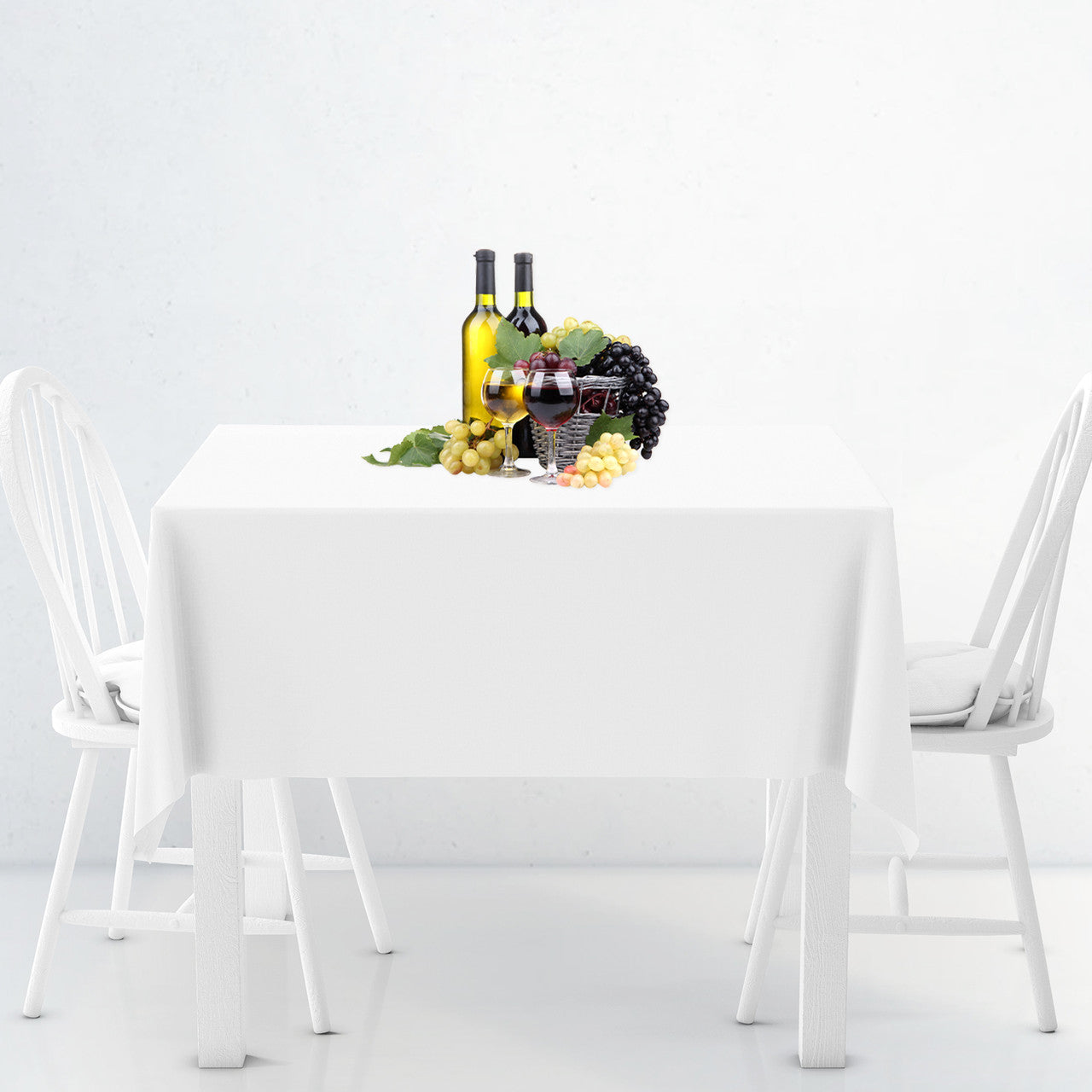 130GSM Square Polyester Tablecloth - White