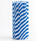 Blue & White Biodegradable Paper Straws