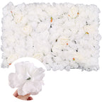 Hydrangea Artificial Flower Wall Panel 60cm x 40cm -Titanic Pink, Sophie & Tibet Roses with Green Leaves