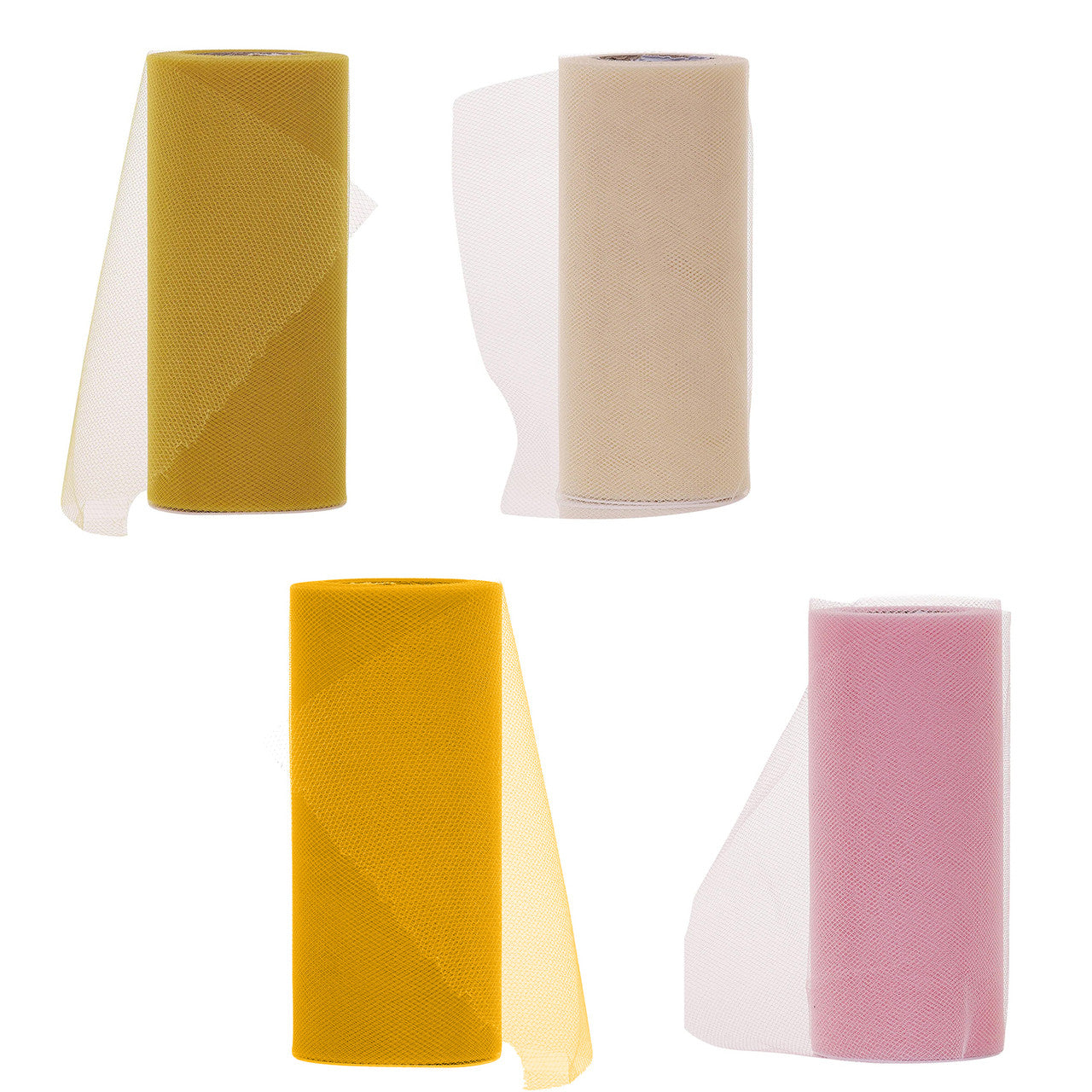 6" Tulle Fabric Roll - Baby Pink & Ivory & Gold &Light Gold  (25Yard)