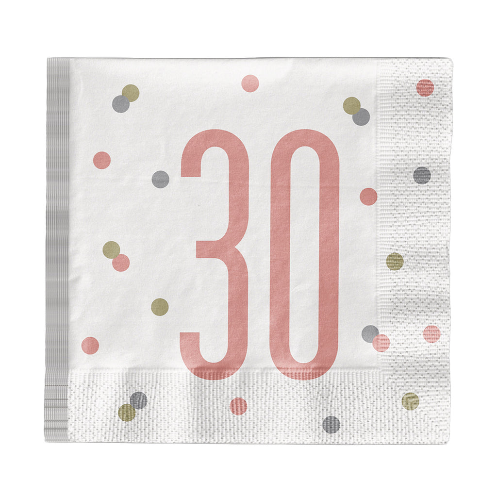Birthday Napkins (Pack of 16) - Rose Gold Glitz
