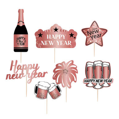 New Year Cocktail Picks - Rose Gold - 7pcs