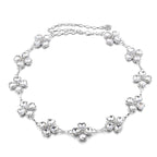 Diamante Motif Belt - Clover Shaped - Silver