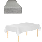 Plastic Table Cloth And Grey Hessian Runner Set - 2pcs