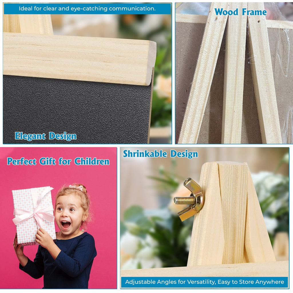 Blackboard with Wooden Easel Stand  (36 x 20 cm)