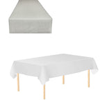Plastic Tablecloth and Hesian Table Runner Set - White & Silver