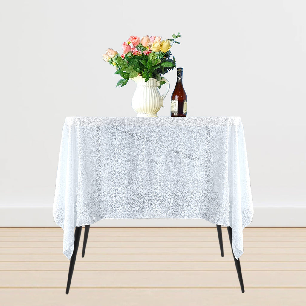 Sequin Sparkly Square Tablecloth - White