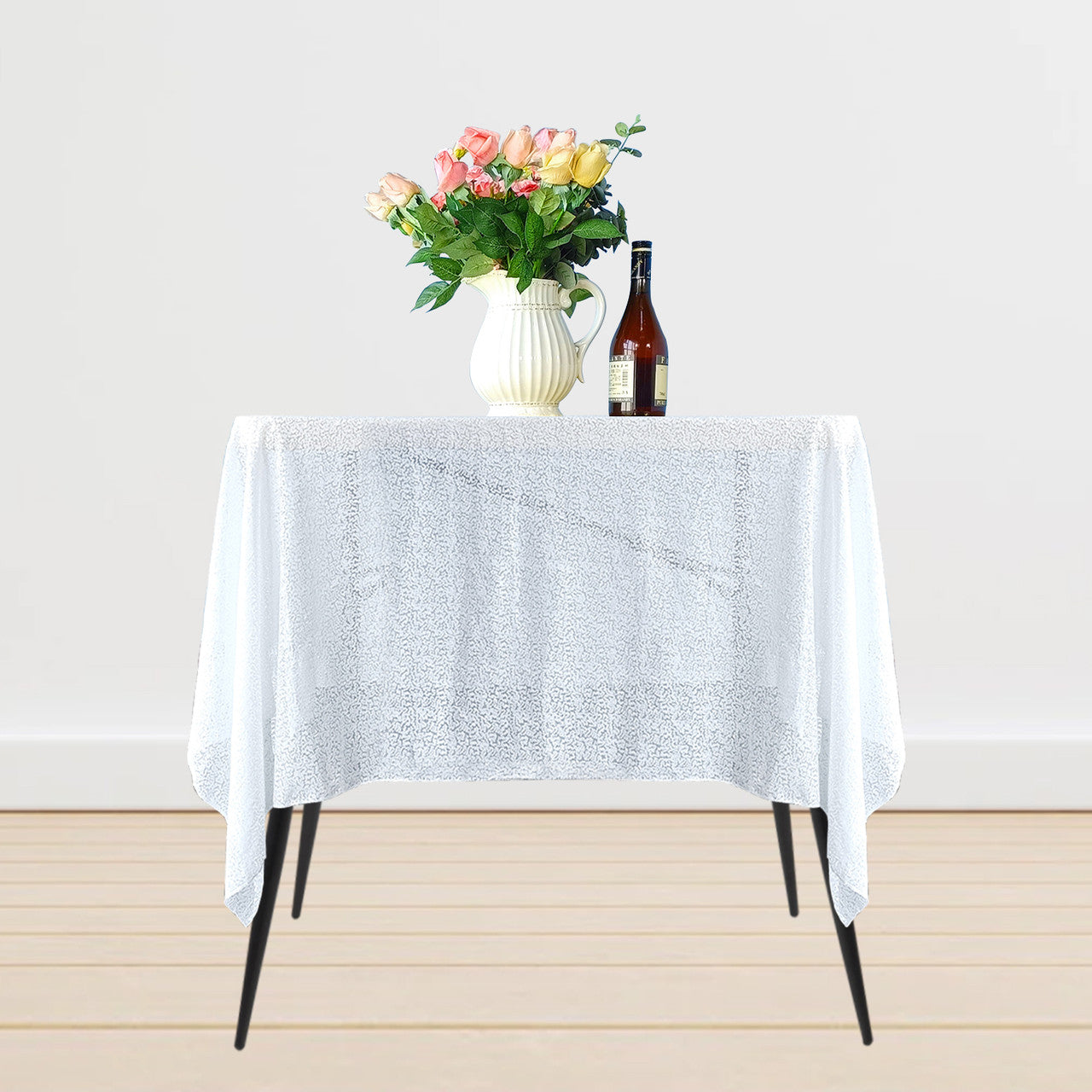 Sequin Sparkly Square Tablecloth - White