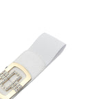 Elasticated Belt with Cross Diamante Buckle - White