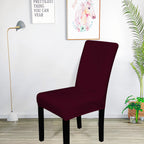 Short Velvet-Touch Spandex Chair Cover - Wine Red