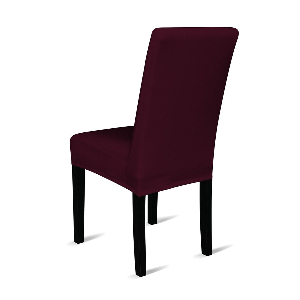 Short Velvet-Touch Spandex Chair Cover - Wine Red