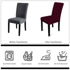 Short Velvet-Touch Spandex Chair Cover - Wine Red