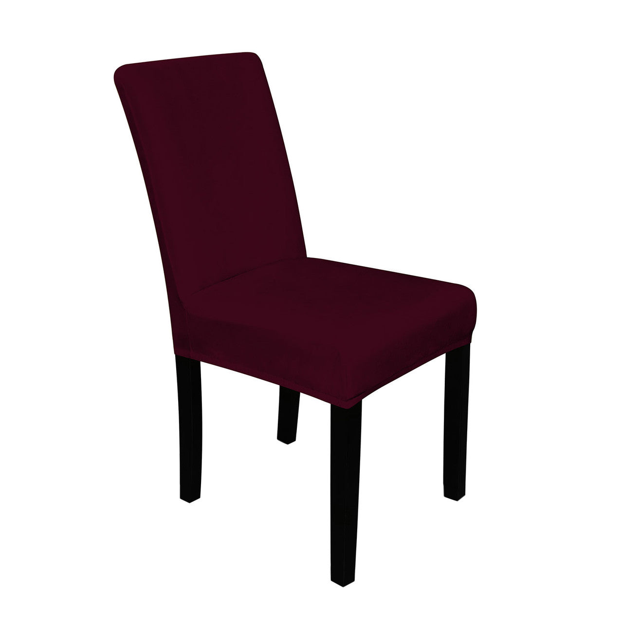 Short Velvet-Touch Spandex Chair Cover - Wine Red