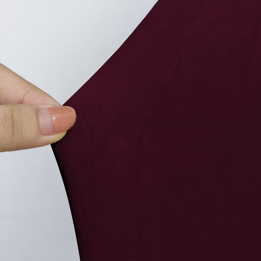 Short Velvet-Touch Spandex Chair Cover - Wine Red