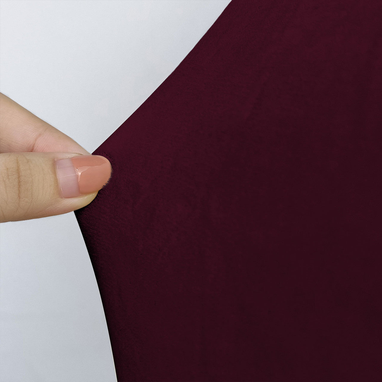 Short Velvet-Touch Spandex Chair Cover - Wine Red