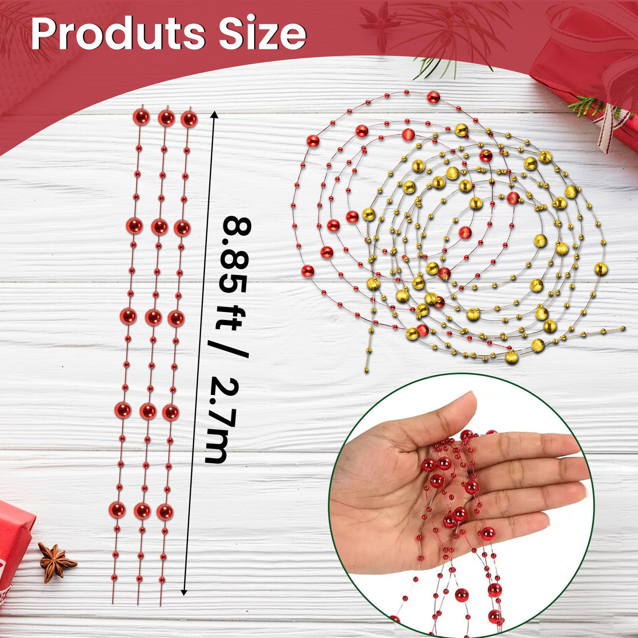 Hanging Beads - Red & Gold