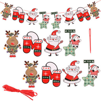 Christmas 2D Santa Assorted Bunting Banner - 3m
