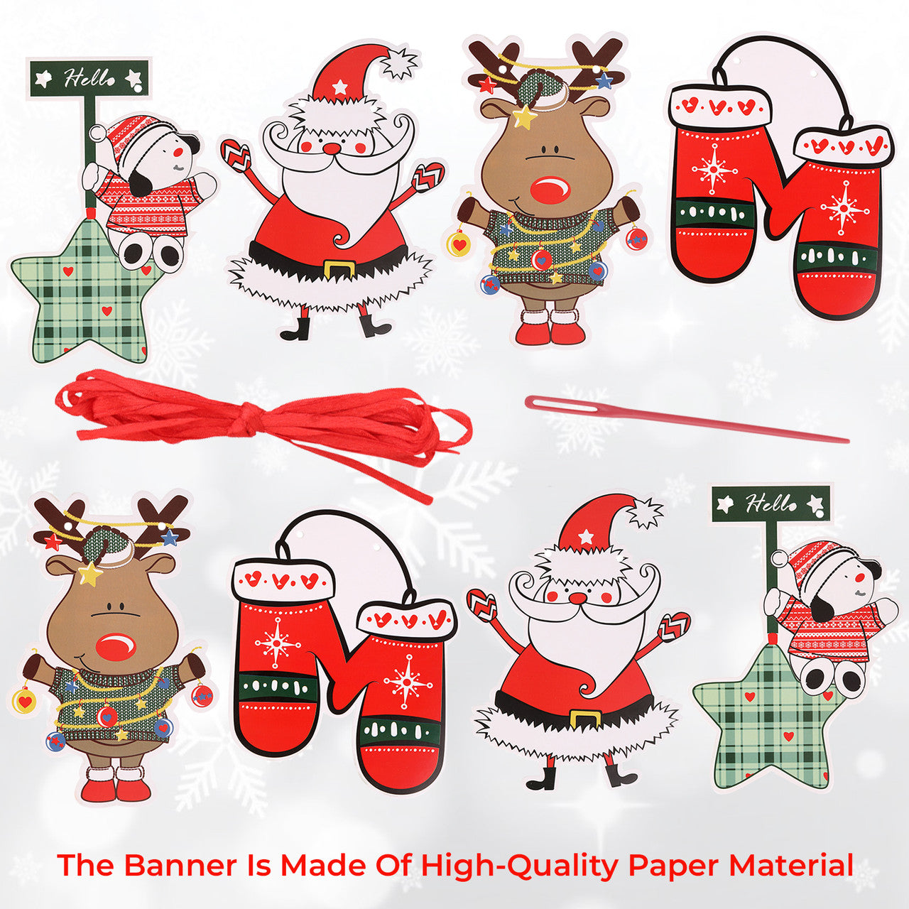 Christmas 2D Santa Assorted Bunting Banner - 3m