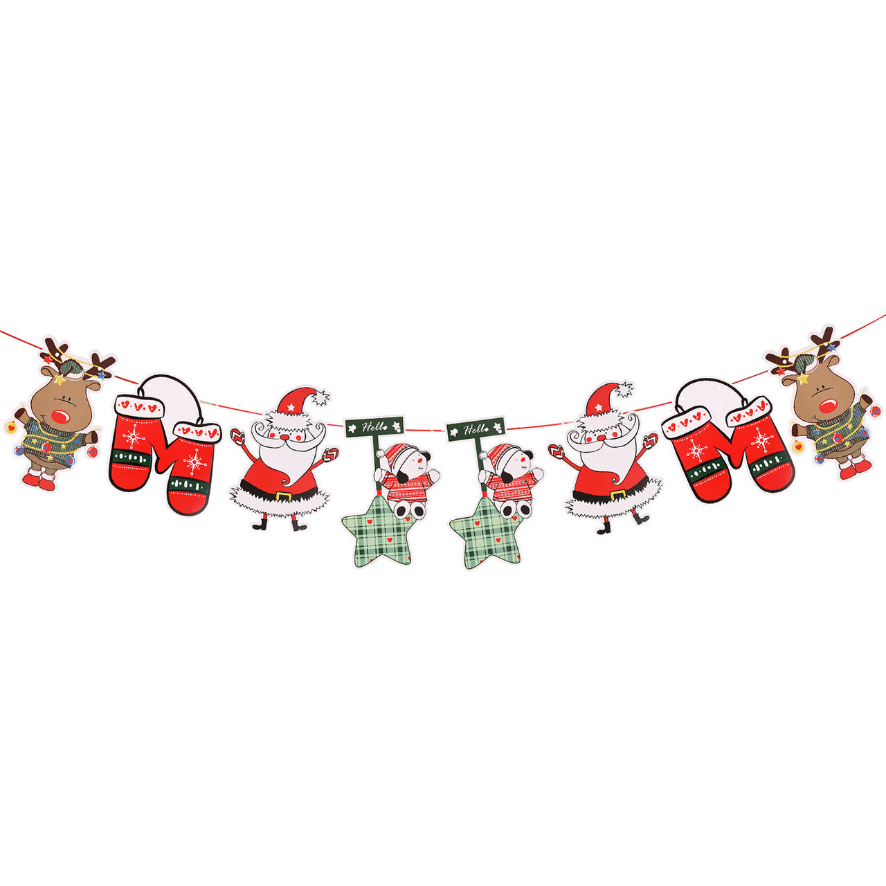 Christmas 2D Santa Assorted Bunting Banner - 3m