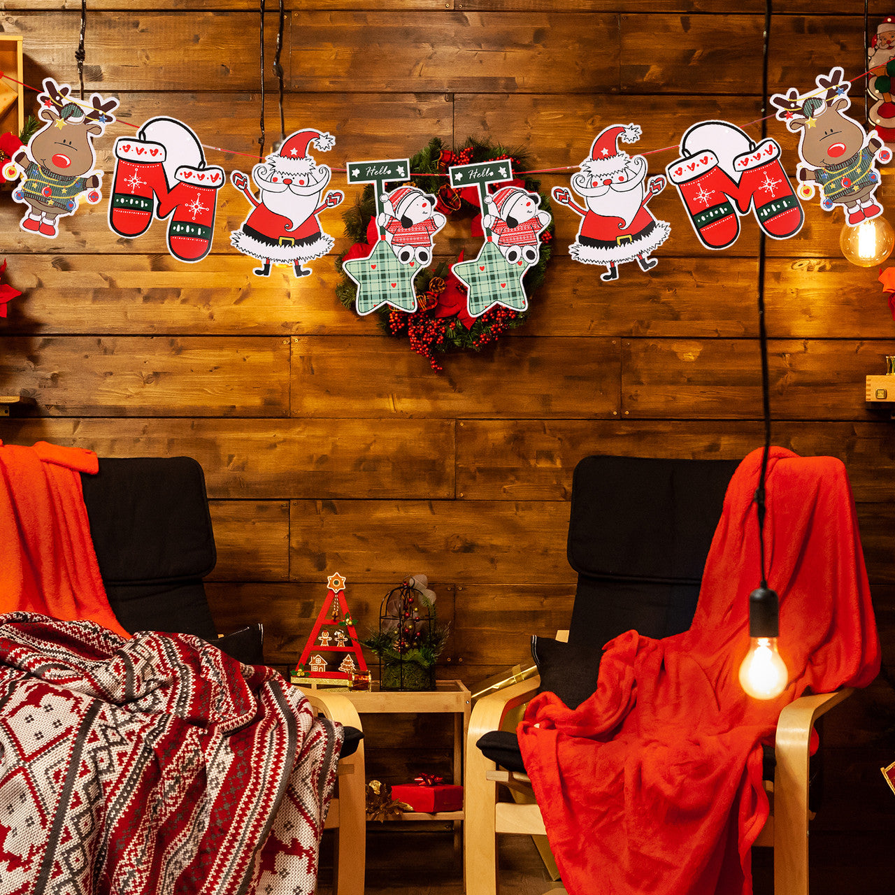 Christmas 2D Santa Assorted Bunting Banner - 3m
