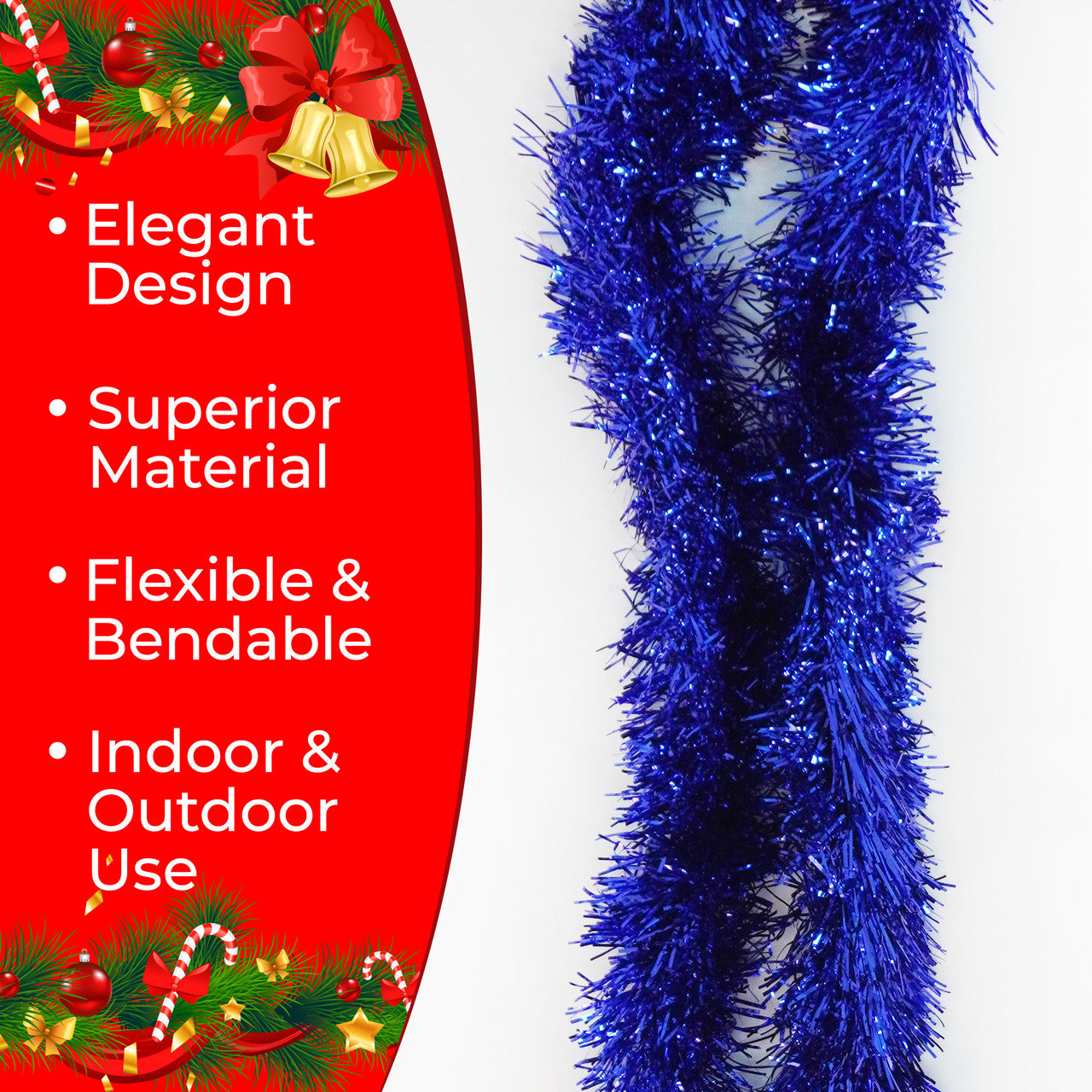 2m Christmas Tinsel Garland - Blue