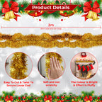 2m Christmas Tinsel Garland - Gold