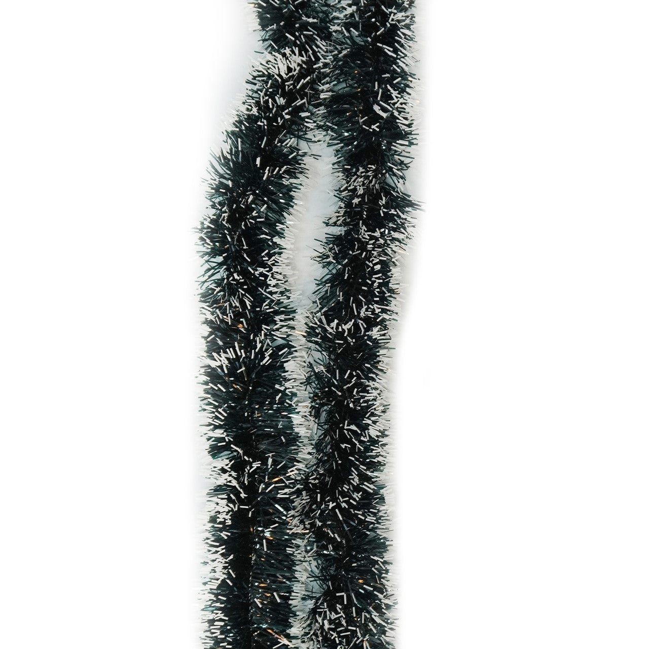 2m Christmas Tinsel Garland - Dark Green & White
