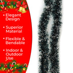 2m Christmas Tinsel Garland - Dark Green & White