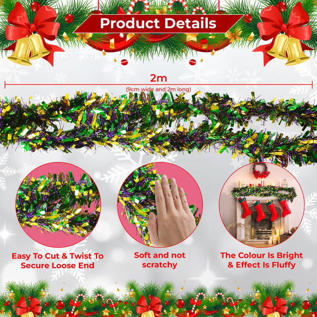 2m Christmas Tinsel Garland - Mix