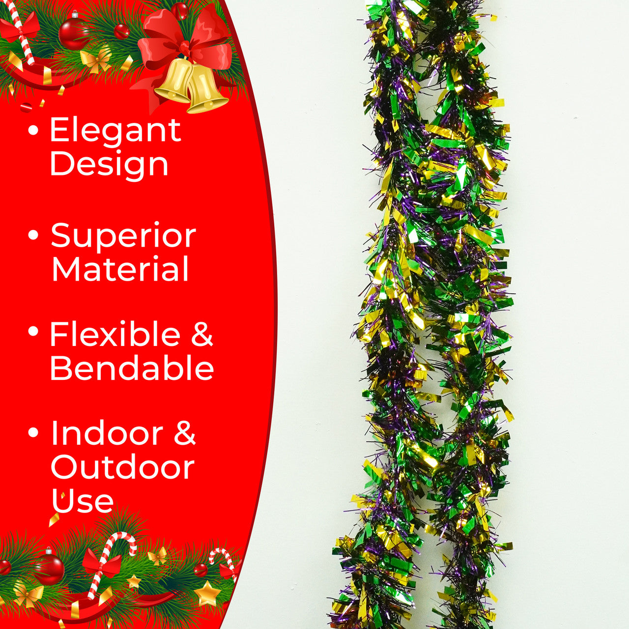 2m Christmas Tinsel Garland - Mix