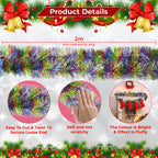 2m Christmas Tinsel Garland - Rainbow