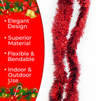 2m Christmas Tinsel Garland - Red
