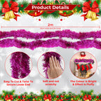 2m Christmas Tinsel Garland - Rose Pink