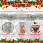 2m Christmas Tinsel Garland - Silver