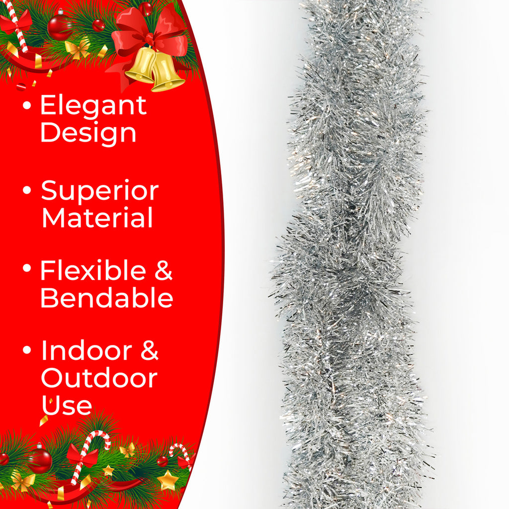 2m Christmas Tinsel Garland - Silver