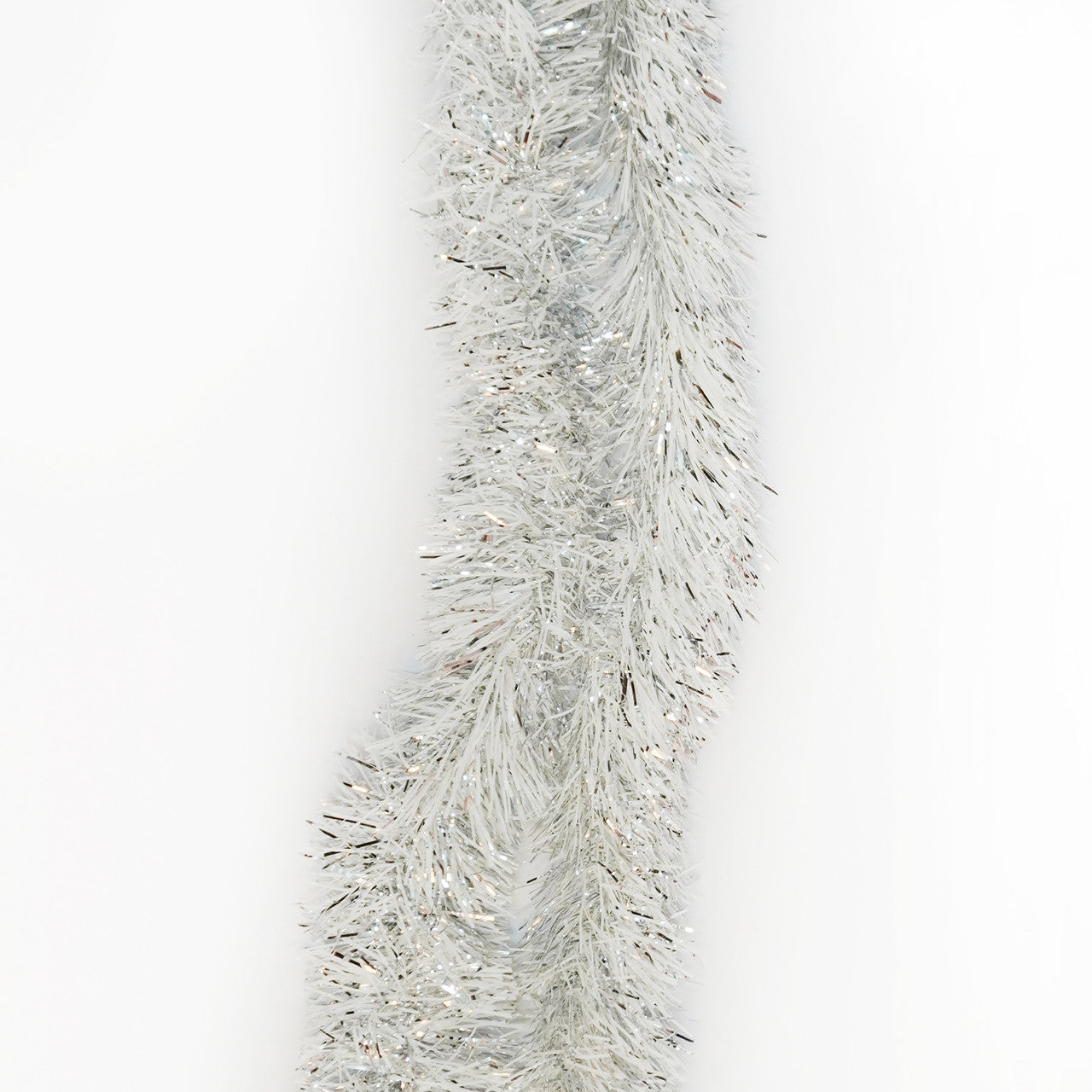 2m Christmas Tinsel Garland - Silver & White