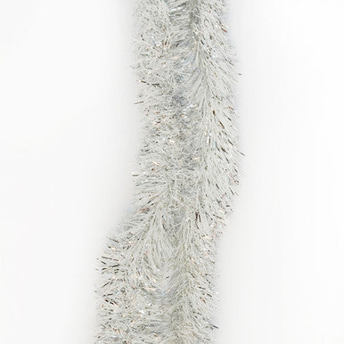 2m Christmas Tinsel Garland - Silver & White