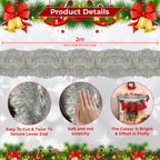 2m Christmas Tinsel Garland - Silver & White