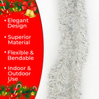 2m Christmas Tinsel Garland - Silver & White