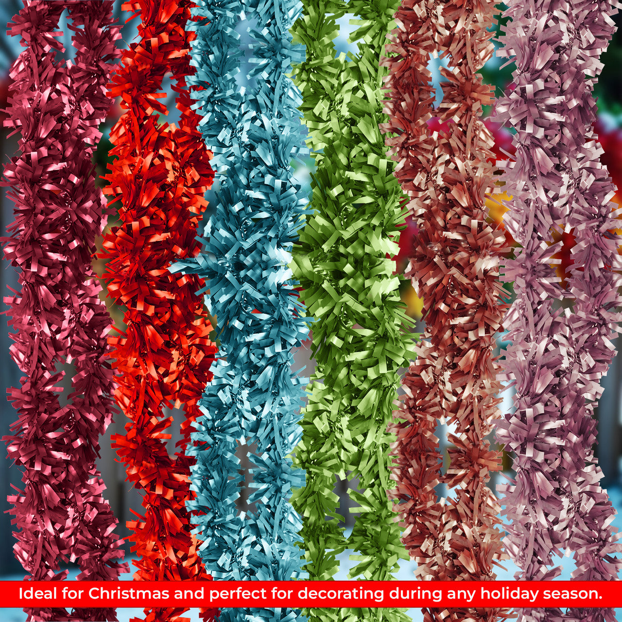 2m Christmas Wide Tinsel Garland - Champange