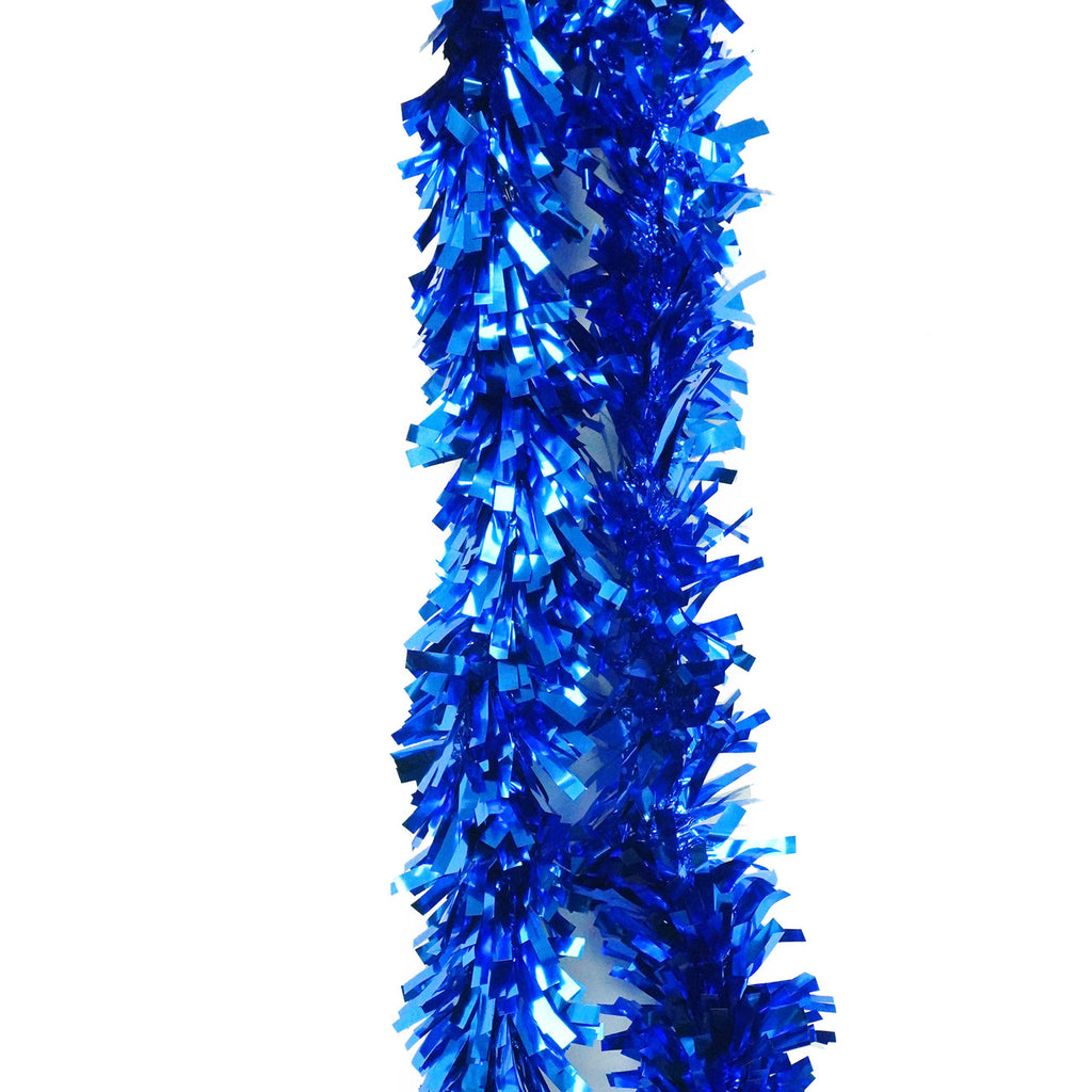 2m Christmas Wide Tinsel Garland - Blue