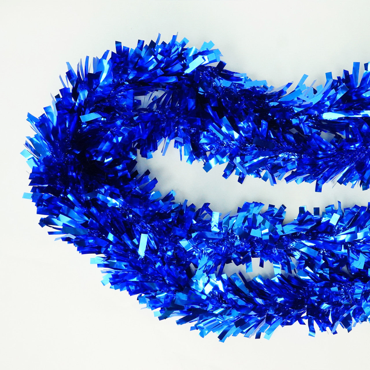 2m Christmas Wide Tinsel Garland - Blue