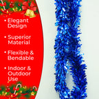 2m Christmas Wide Tinsel Garland - Blue