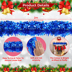 2m Christmas Wide Tinsel Garland - Blue